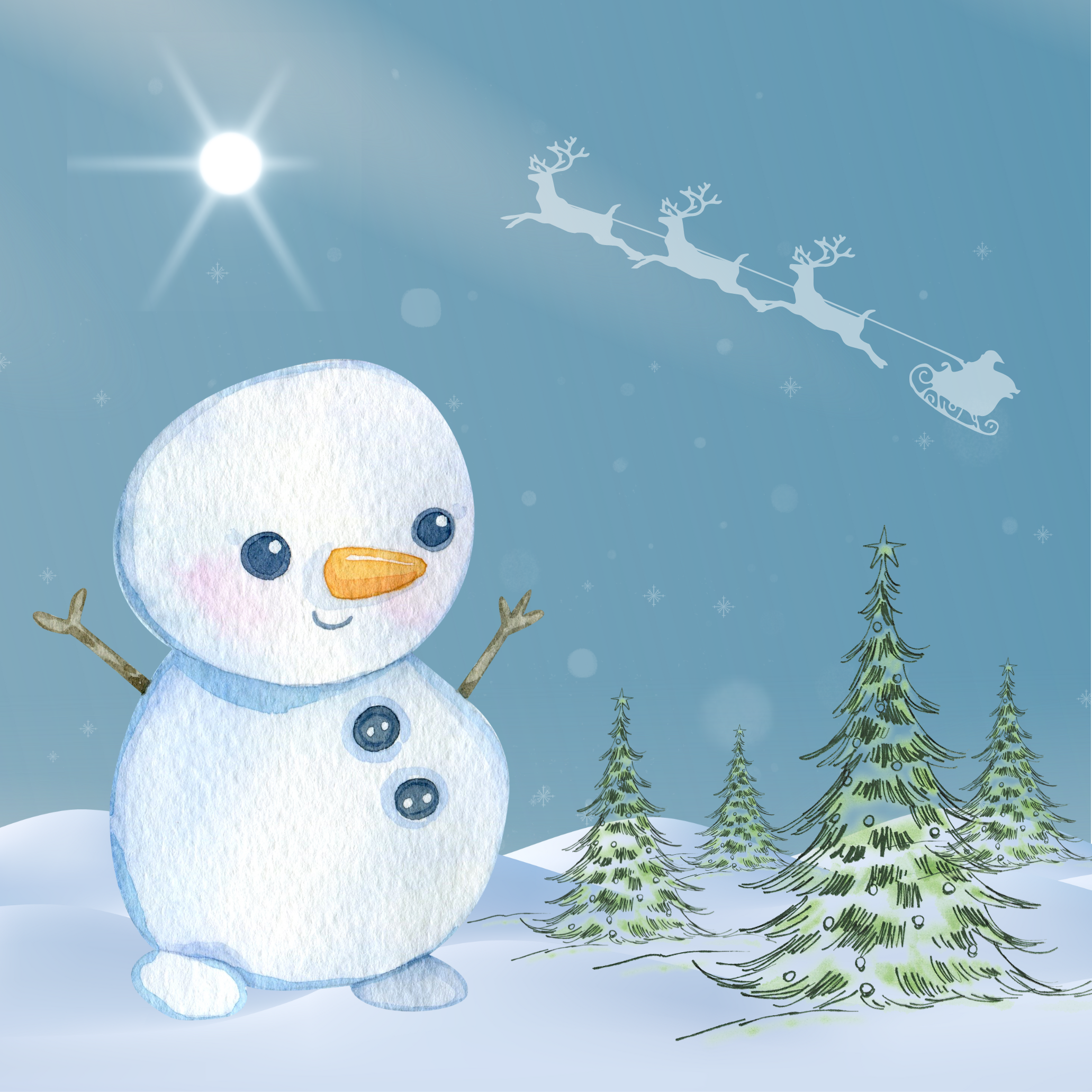 Snowman Winter Scene